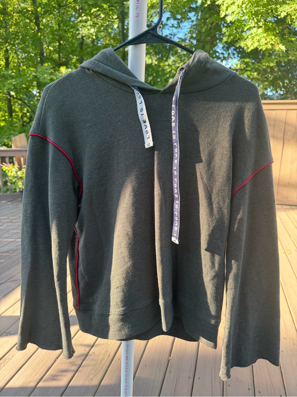 For The Republic Olive Green Crewneck Hoodie with Red Piping